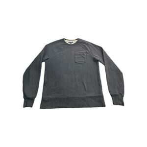 J.Crew Jeans Mens Sz M Fleece Pullover Sweatshirt Dark Gray Pocket Crew Neck Z3